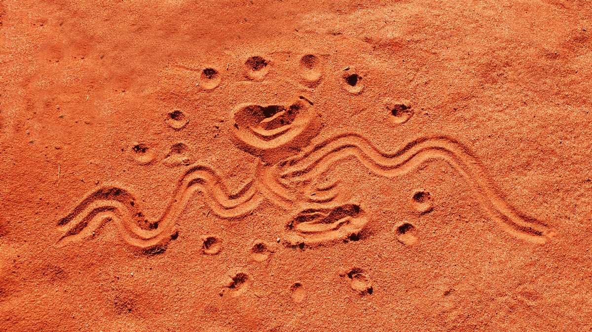 Aboriginal sand drawing in central Australia