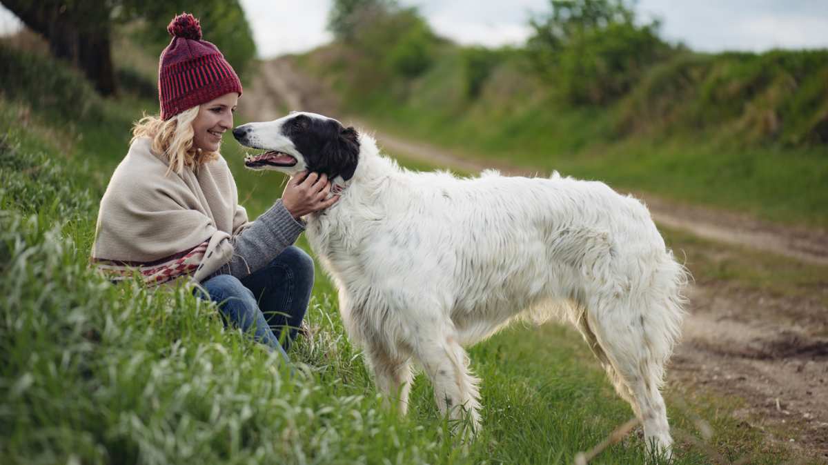 Girl with Borzoi