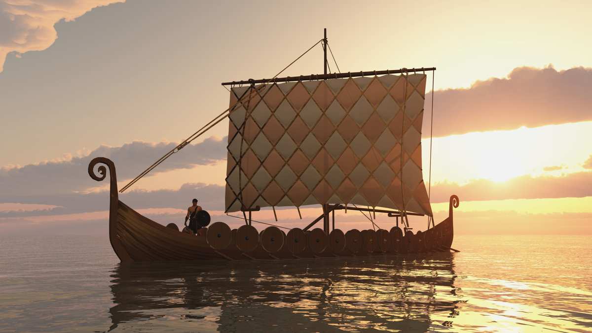 Viking Ship at Sunset